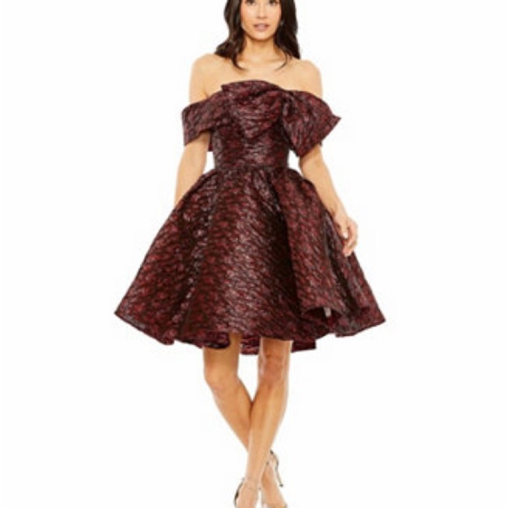 Mac Duggal Strapless Burgundy Dress